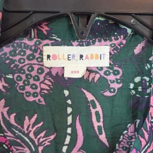 Roller Rabbit Silk Cotton Blend Green Pink Floral Pajama Set Size XXS thumbnail 3