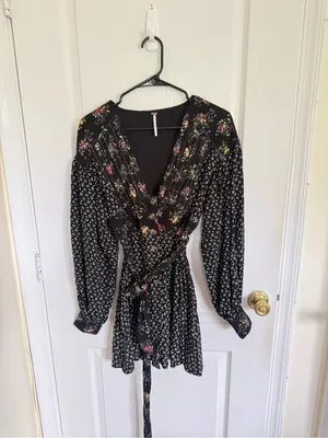 Free People Wonderland Black Floral Mini Dress thumbnail 4