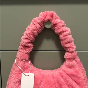 JW PEI Gabbi Terry Ruched Pink Faux Fur Fuzzy Hobo Handbag Revolve thumbnail 7