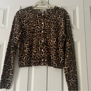 J. Crew Cashmere Leopard Print Sweater thumbnail 4