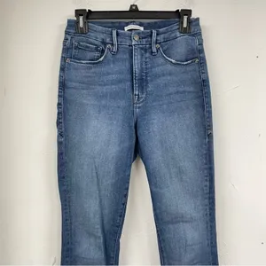 Good American Good Waist High Rise Skinny Jeans Womens 4 Raw Hem Blue Denim thumbnail 7