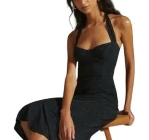 NWT Hutch Anthropologie Halter Lace Corset Underwire Fit & Flare Midi Dress‎ M thumbnail 1