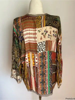 Johnny Was Fria Patch Lola Animal Print Floral Blouse Large thumbnail 2