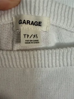 Garage White Knit Sweater Top with Navy Stripes XS NWT thumbnail 3