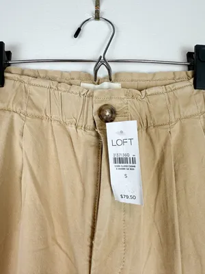 NWT LOFT Wide Leg Loose Fit Pleated Poplin Trouser Pant Tan Size Small thumbnail 6