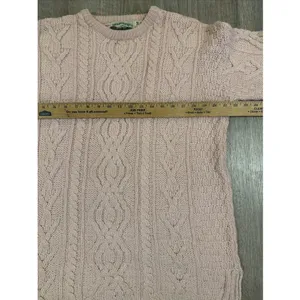 Aran Crafts Sweater Women M Pink Merino Wool Fisherman Cable Knit Ireland * thumbnail 5