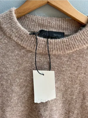Zara Women's NWT Alpaca and Wool Blend Brown Crew Neck Sweater Size Medium thumbnail 3