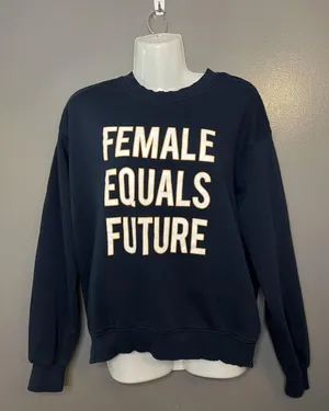 Female Equals Future H&M Divided Sweatshirt Womens Small Navy Graphic Crewneck thumbnail 1