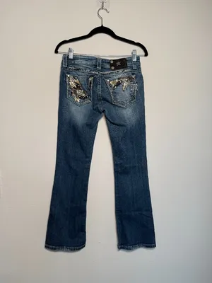 Y2K Miss Me Bootcut Jeans Size 26 with Embellished Back Pockets thumbnail 2