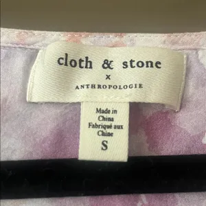 Anthropologie Cloth and Stone Splatter Print V-Neck Top Blouse Long Sleeve Size Small thumbnail 3
