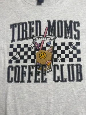 Gildan Light Heather Gray "Tired Moms Coffee Club" Graphic Tee thumbnail 5