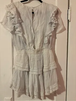 LoveShackFancy Natasha Tie Dye Baby Blue Viscose Ruffle Mini Dress thumbnail 7