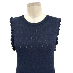 Anthropologie Current Air‎ Pleated Mini Dress Navy Blue Ivory White Size Large thumbnail 7