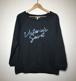 Victoria’s Secret Charcoal Gray Sequin Sweatshirt thumbnail 1
