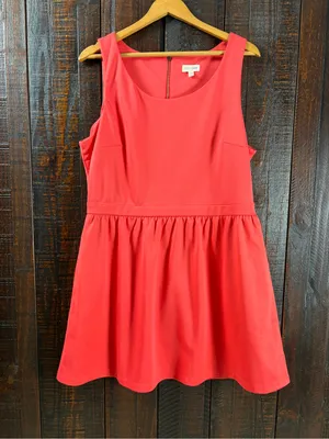 Maison Jules Deep Coral Fit & Flare Summer Dress with Pockets thumbnail 2