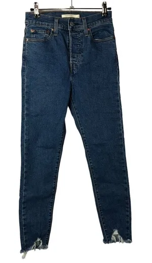Levi's Wedgie‎ Skinny Dark Blue Wash Button Fly Raw Hem Jeans 26 thumbnail 1