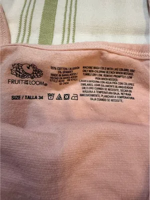 Fruit of the Loom Pink Cotton Spandex Bralette Size 34 thumbnail 2