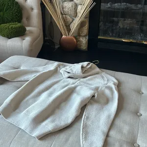 Zara Creme Cotton Blend Knit Hoodie thumbnail 7