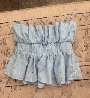 Ruffle strapless top Blue thumbnail 1