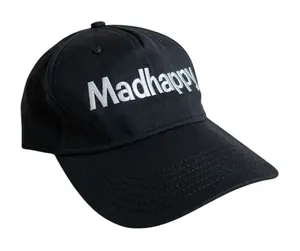 MadHappy Women's Black White Embroidered Logo Casual Dad Snapback Cap Hat OS thumbnail 1