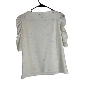 CeCe White Eyelet Puff Sleeve Blouse‎ Scoop Neck Top Small Coquette Feminine thumbnail 5