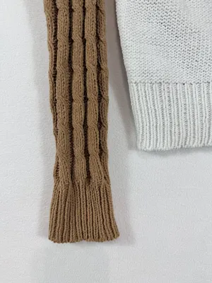 Derek Heart Women’s Small Brown Ivory Colorblock Cable Knit Cropped‎ Sweater thumbnail 15