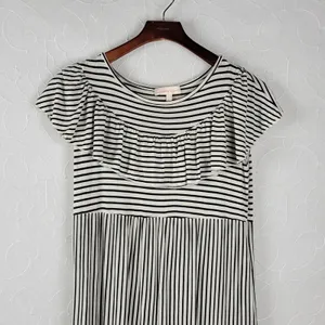 Hailey & Co Womens Maternity Dress L White Black Striped Ruffled Maxi Tiered thumbnail 11