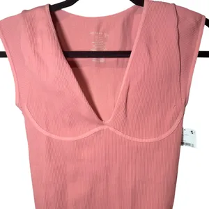 Free People NWT Meg Ribbed Bodysuit Pink Brandied Apricot Size‎ S/M thumbnail 3
