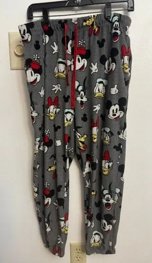 Disney Mickey and Friends Grey Fleece Pajama Pants M 8-10 Joggers thumbnail 1