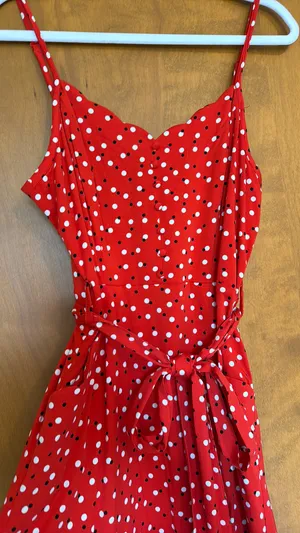 Hawthorne Dress Red Black Cream Polka Dot Stretch Back M thumbnail 5