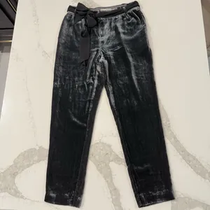 Anthropologie Elevenses Velvet Ribbon TieFront Trouser Pants Womens Size 2 Gray thumbnail 3