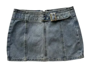 PrettyLittleThing Y2K Denim Buckle Micro Mini Skirt US Size 4 thumbnail 1
