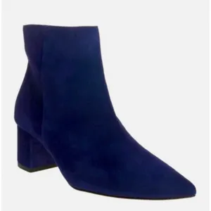 L'Agence Jeanne Pointed Toe Bootie Ankle Boot Suede Midnight Blue Size 40 US 9 thumbnail 1