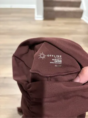 OFFLINE by Aerie High Rise Ruched Flare Leggings Brown Burgundy XS thumbnail 5