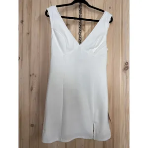 NWT Lulus Perfection Bound White Sleeveless Cowl Back Mini Dress Party Size L thumbnail 2