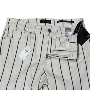 Banana Republic Mid Rise Skinny Ankle Jeans Cream Blue Stripe 28L thumbnail 3