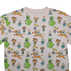 Nickelodeon Rugrats All Over Print T-Shirt Pink‎ Reptar Tommy Chuckie Y2K 90s thumbnail 2