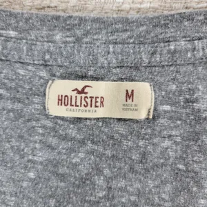 Hollister V Neck Long Sleeve Basic Tee Size M Womens Gray Slim Fit Logo Y2K thumbnail 7