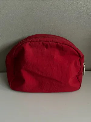 Lululemon Double Zip Pouch Lunar New Year Dark Red Gold Hardware Travel Makeup thumbnail 3
