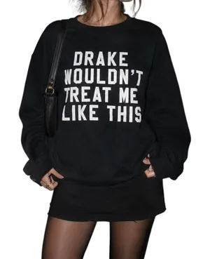 Gildan Drake Treat Me Like This Sweatshirt Small Distressed Graphic Crew Y2K Streetwear thumbnail 1