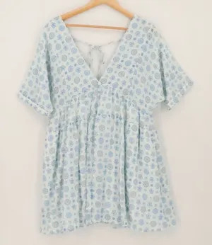 HERSY Floral Linen Blend Babydoll Mini Dress Womens Size S Blue Boho Cottage thumbnail 1