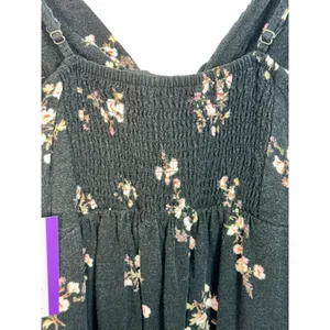Abercrombie & Fitch Black Floral Smocked Cutout High Slit Midi Dress Womens XS thumbnail 9