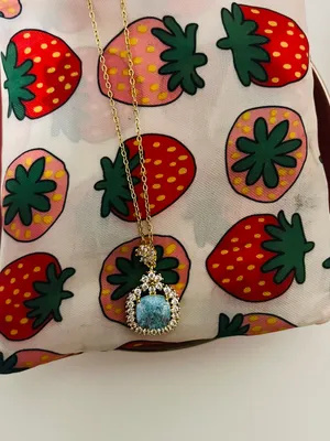 18k Gold Snowflake Necklace Blue thumbnail 6