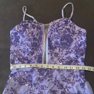 SOLD Purple Mermaid Fit Prom Party Dress Sparkly Sequins Lace Up Back Size 2 thumbnail 9