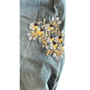 J. Jill Denim Straight Leg Embroidered Jeans size 12 thumbnail 12