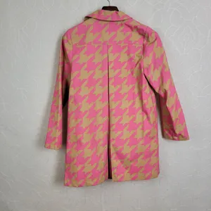 Isaac Mizrahi Target 20th Anniversary Womens Trench Coat XS Pink Tan Houndstooth thumbnail 3