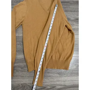 Wool Women Camel Knit Sweater M Tan V-Neck Long Sleeve Classic Minimalist Preppy thumbnail 6