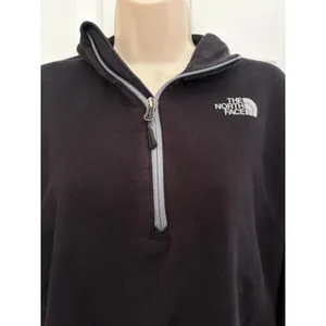The North Face Womens Large Cropped Fleece 1/4 Zip Black Pullover sweatshirt thumbnail 2