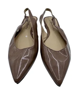 Relativity 7.5 M Taupe‎ Slingback Flats Women's Pointed Toe Patent thumbnail 1