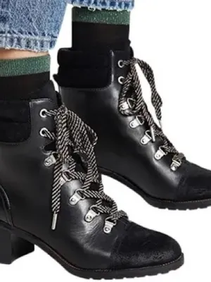 Sam Edelman women black combat Manchester boots US 9 thumbnail 4